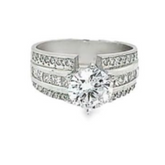 18K White Gold Diamond Frame Multi-Row Round Cut Engagement Ring 9.17c - LA DIAMOND